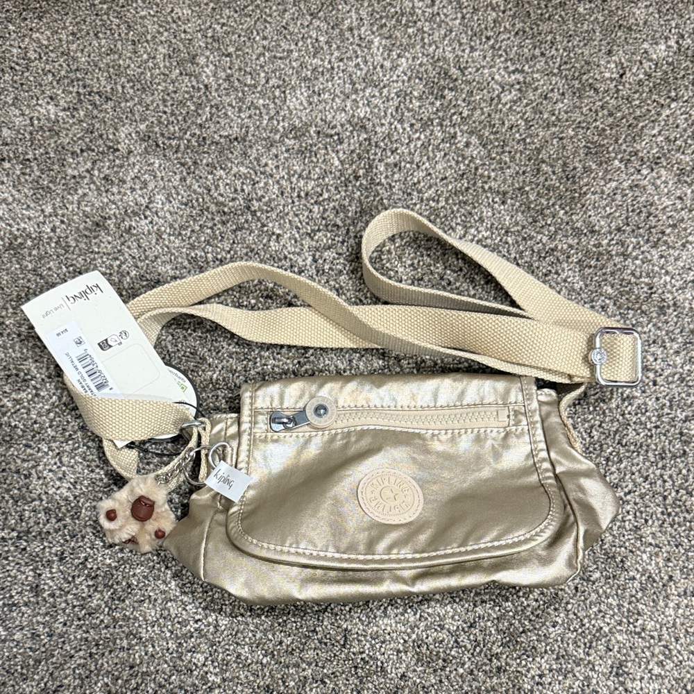 Kipling Metallic Gold Crossbody Bag